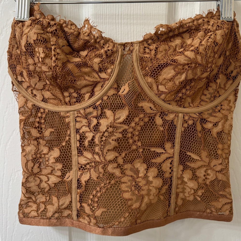 Express Allover Lace Strapless Corset Bustier Tube Top Sz 2
